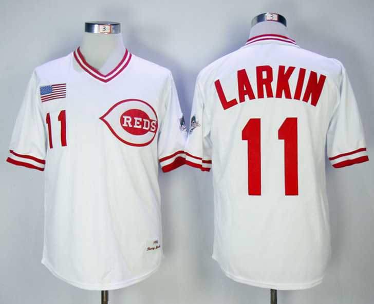 Cincinnati Reds #11 Barry Larkin White Cooperstown Collection Jersey1,We sell and wholesale Cincinnati Reds #11 Barry Larkin White Cooperstown Collection Jersey1 on line form chian!